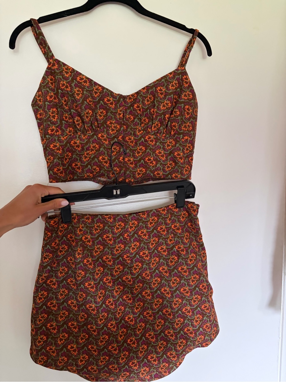 Emory Park Floral Crop Top & Skirt Set — Orange, Brown, Pink, Mint